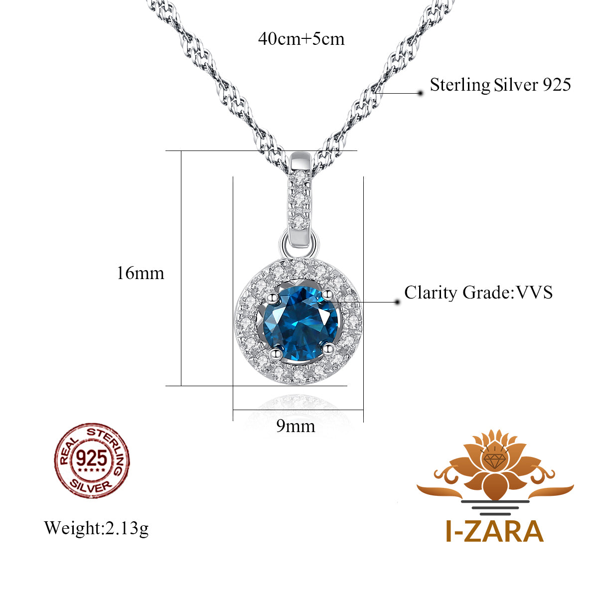 Best Classic Rhodium Plated Round-cut Sapphire Gemstone Necklace 2021