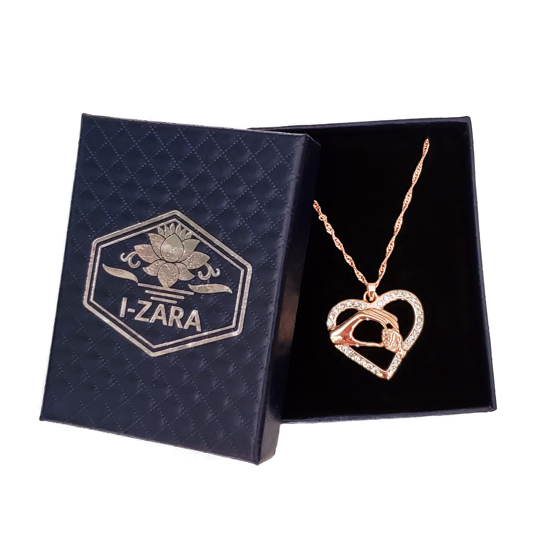 Rose Gold Mother and Child Hand in Hand Pendant Necklace Online 