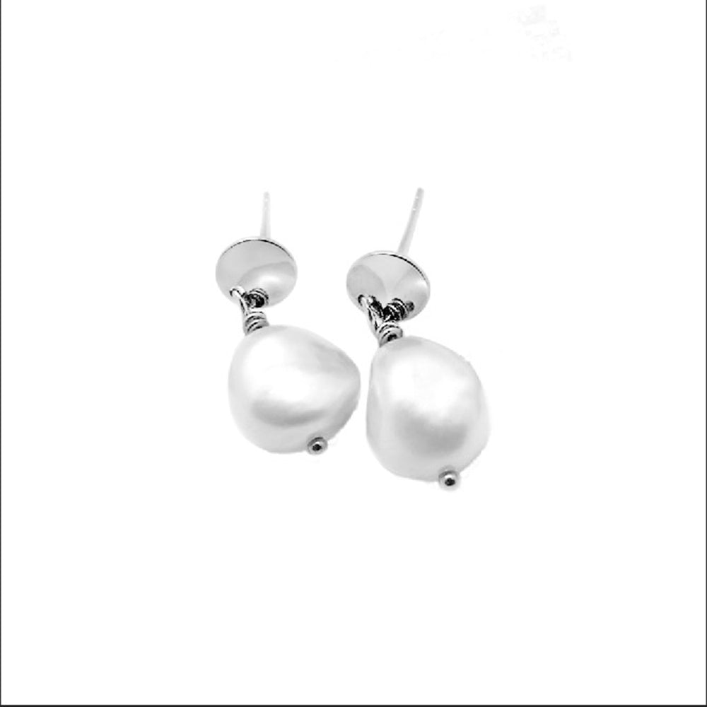 Baroque Pearl Earrings Silver