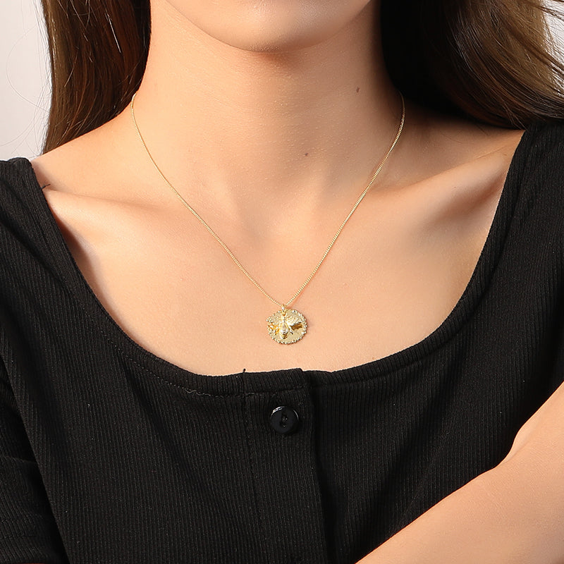 Bee coin Pendant Necklace