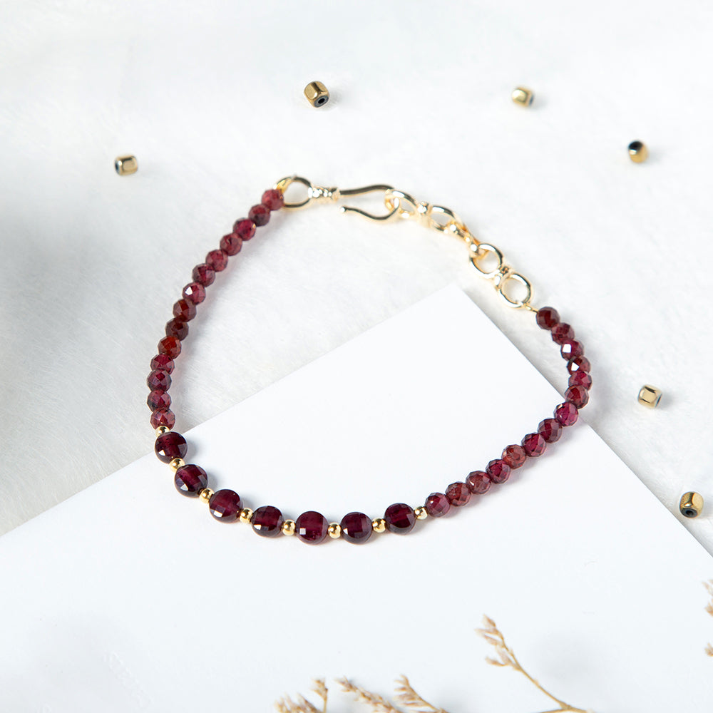 Garnet with Infinity Charm Bracelet