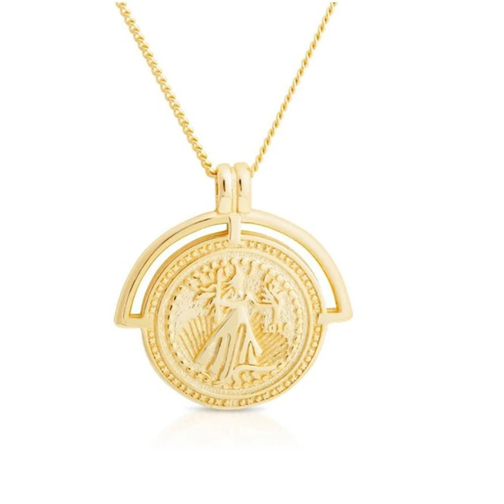 Venus necklace, Gold Coin Pendant, Athena Necklace