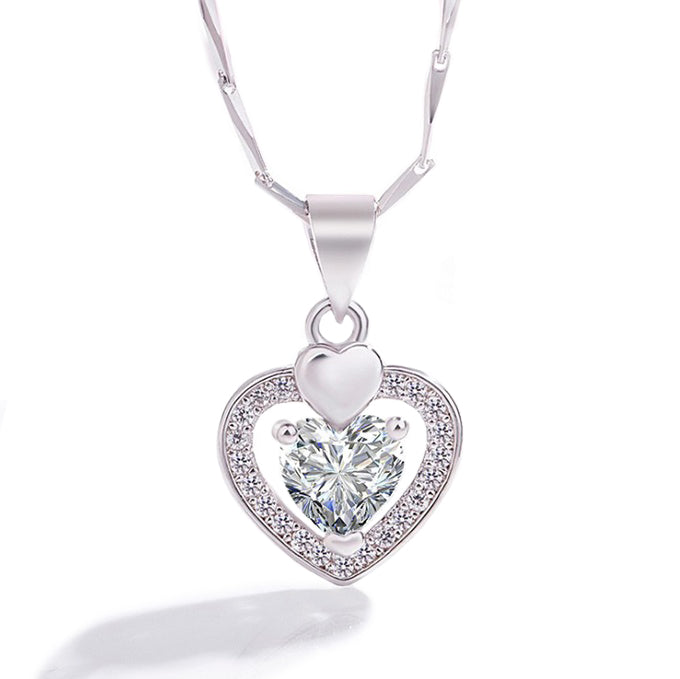 Elevated 925 Sterling Silver Cubic Zirconia Heart Pendant Necklace