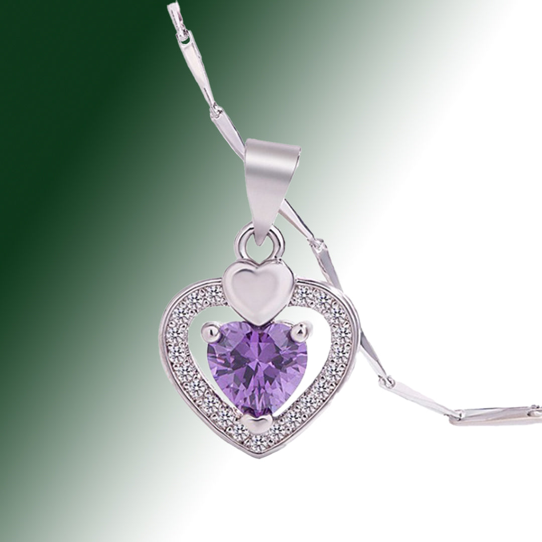 Elevated 925 Sterling Silver Cubic Zirconia Heart Pendant Necklace