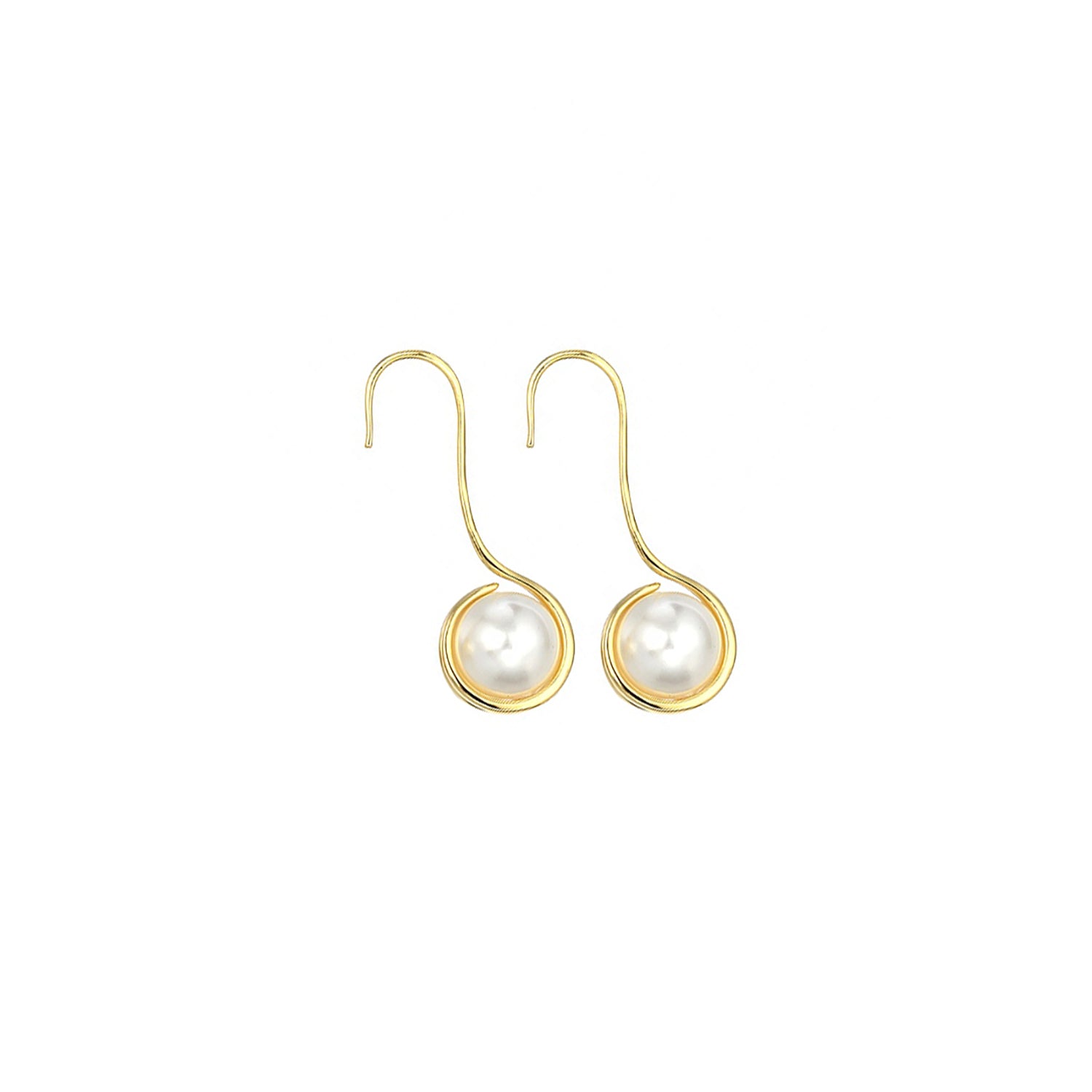 18k Gold Pearl Hook Earrings