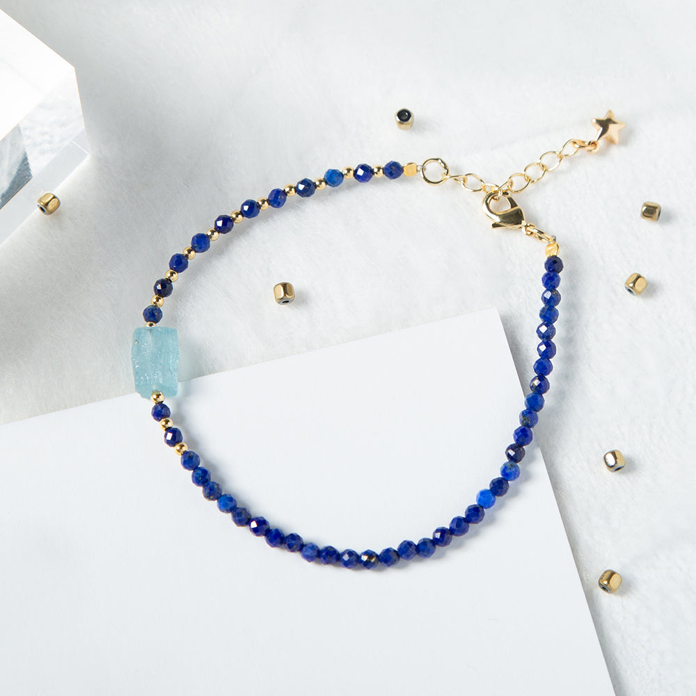 Lapis with Aquamarine Natural Stone Bracelet