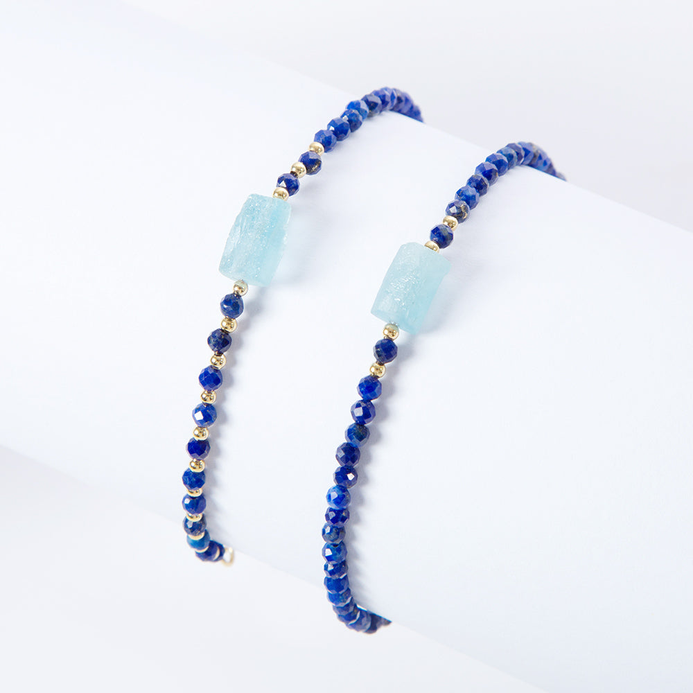 Lapis with Aquamarine Natural Stone Bracelet