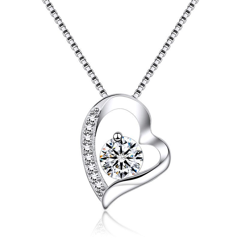 Platinum Plated 925 Sterling Silver Diamond Love Heart Pendant Online