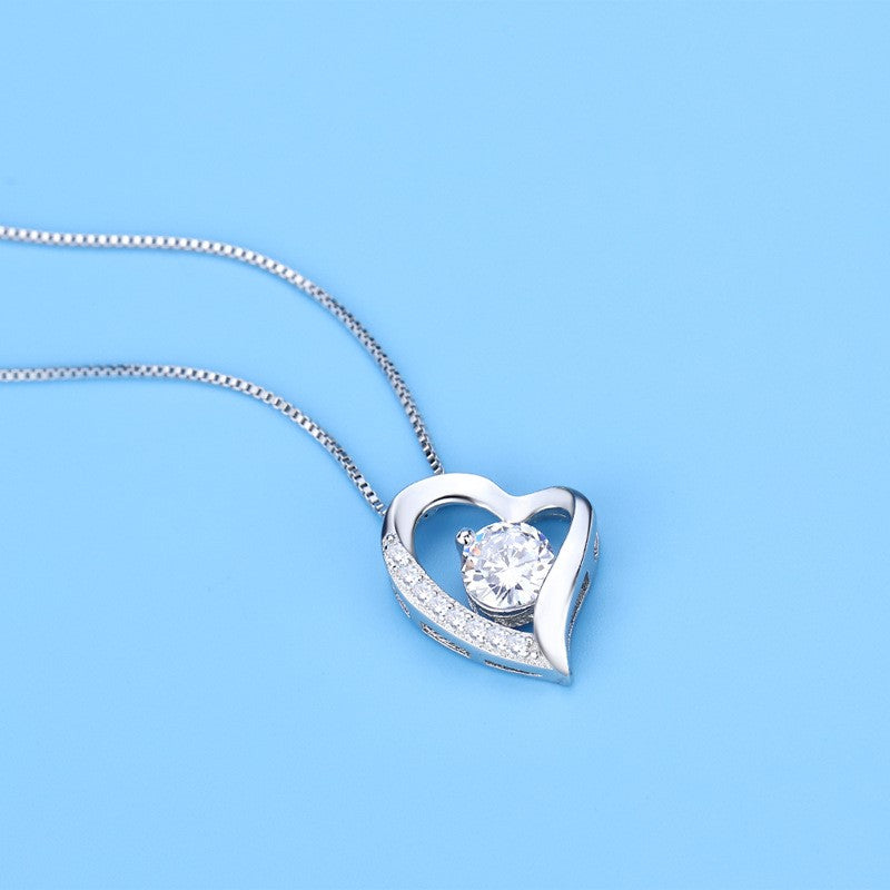 Platinum Plated 925 Sterling Silver Diamond Love Heart Pendant Online