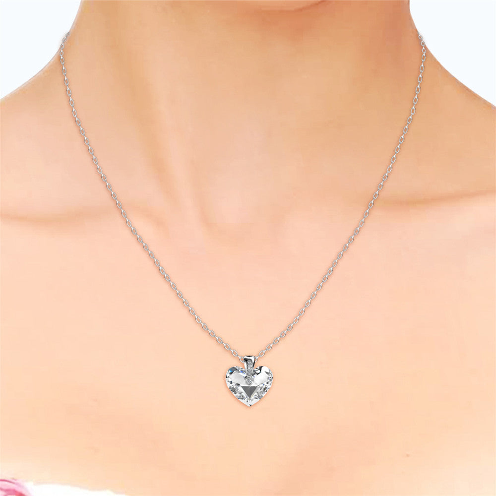 Rose Gold Crystal Heart Necklace Made With Swarovski Crystal Online