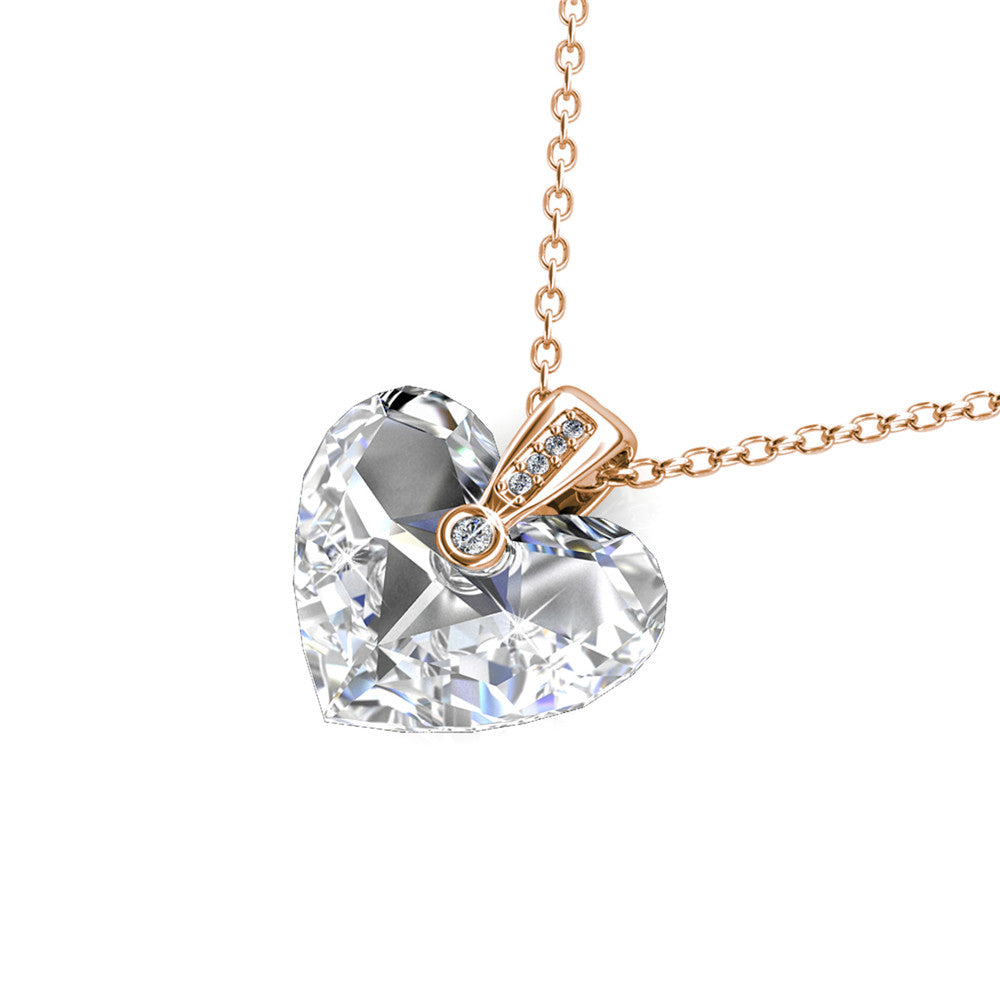 Rose Gold Crystal Heart Necklace Made With Swarovski Crystal Online