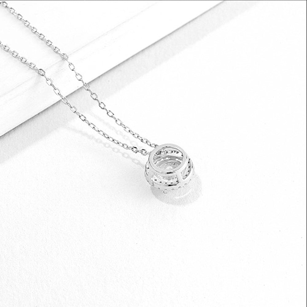 1ct Moissanite Diamond Halo Pendant Necklace