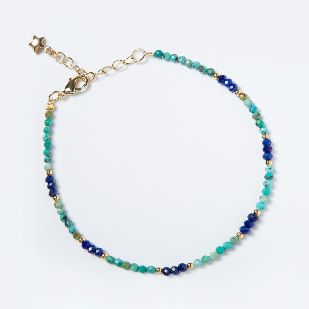 Muti-faceted Turquoise and Lapis Natural Stone Bracelet