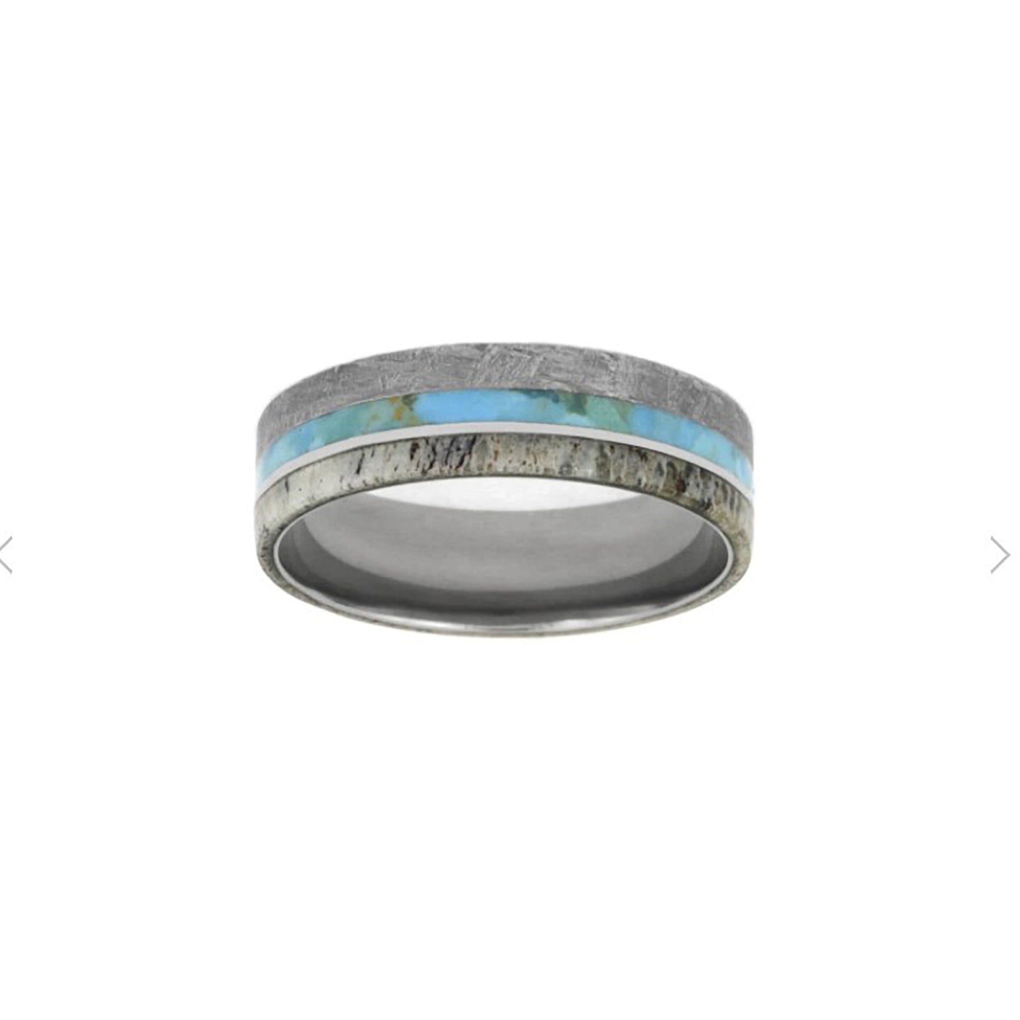 Men's Gibeon Meteorite With Blue Box Elder Burl Wood Titanium Rings