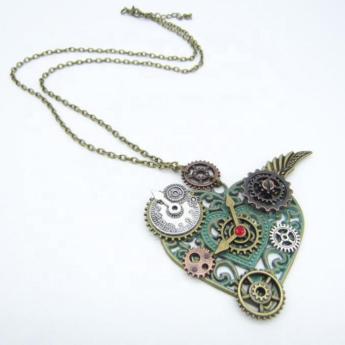 Women High Quality Steampunk Vintage Mechanical Heart Necklace