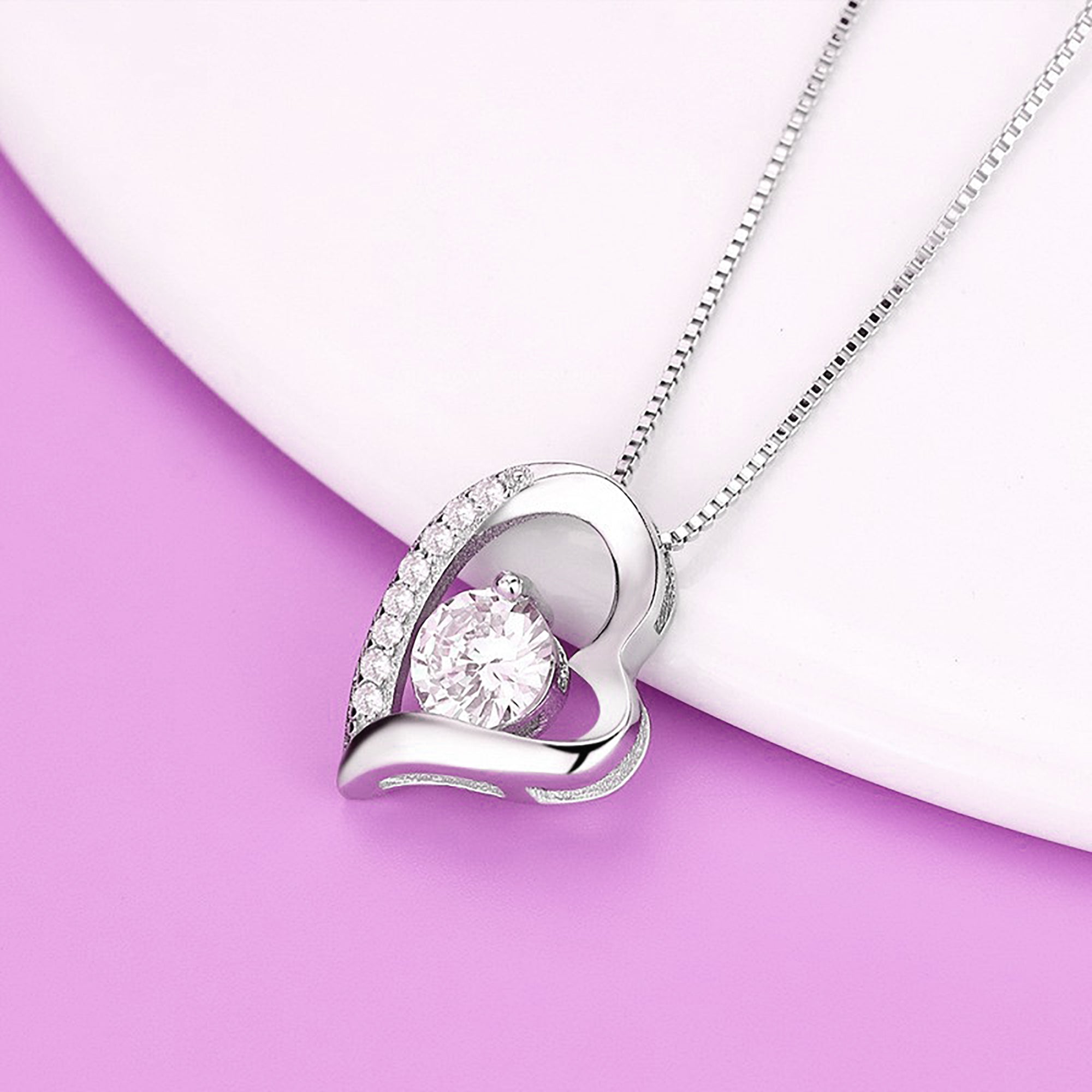 Platinum Plated 925 Sterling Silver Diamond Love Heart Pendant Online