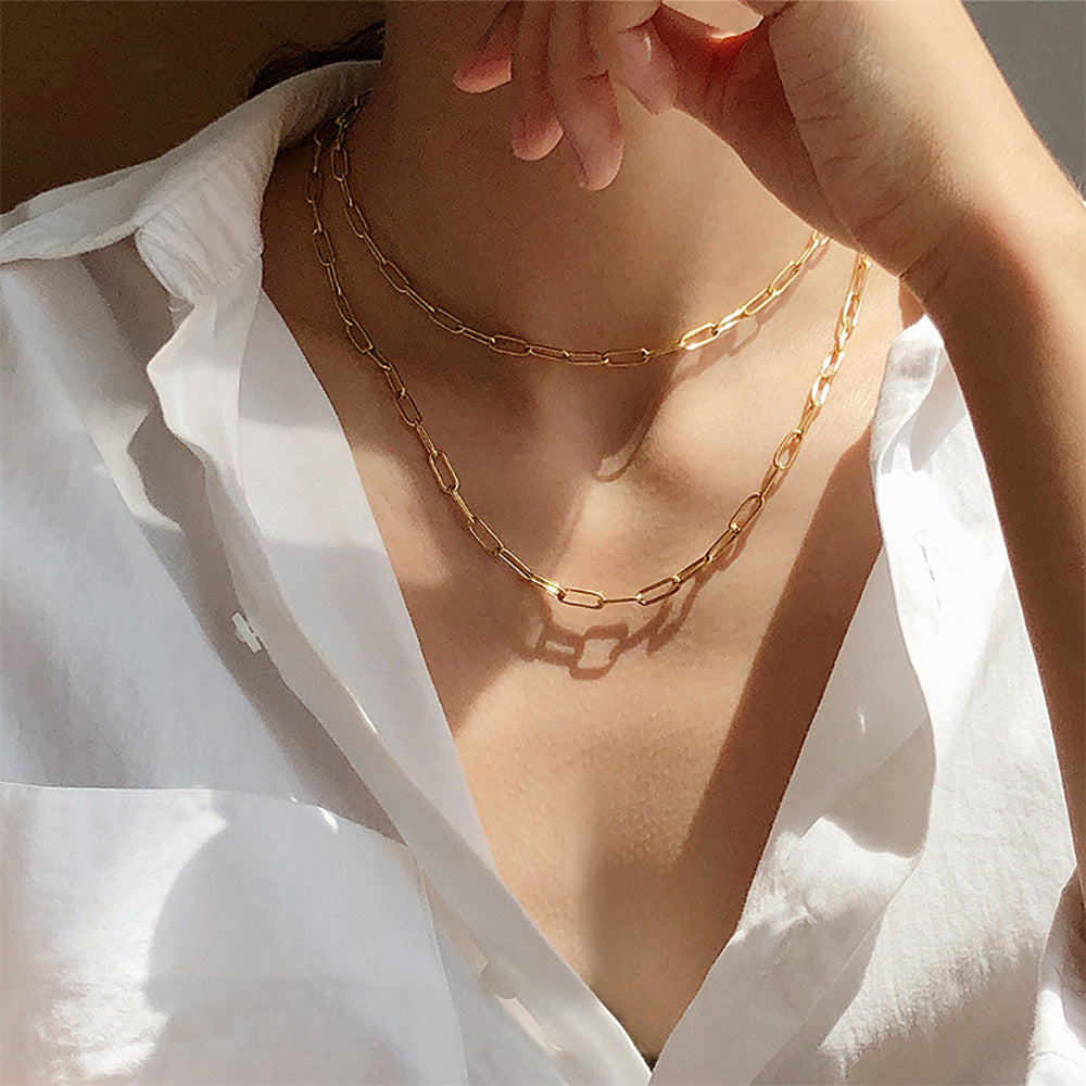 18k Gold Paperclip Necklace