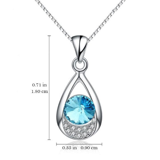 Women's 925 Sterling Silver Teardrop Beautiful Crystal Necklace Online